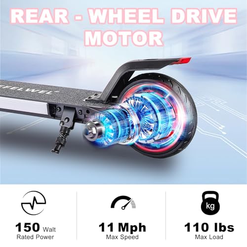 Image of Electric Scooter for Kids Ages 6-12, 150W Motor, 4 /7 /11 Mph, 60 mins Ride Time, Adjustable Speed, LED Display, Colorful Lights, Electronic Brake, Foldable Kids Electric Scooter,UL2272 Certified(Black)
