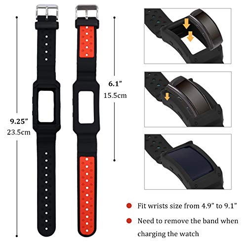 Wonlex Band For Samsung Gear Fit2 / Fit2 Pro, Silicone Replacement Watch Bands Strap Compatible With Galaxy Gear Fit2 Sm-R360 & Fit 2 Pro For Women & Men (Black/Red) #TOP5