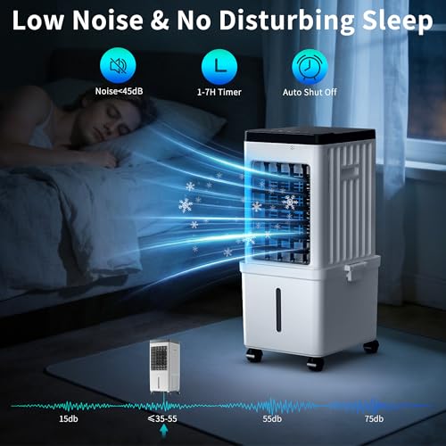 Portable Air Conditioners, Portable AC Unit with Removable 2.6 Gal Water Tank, Swamp Cooler Windowless Evaporative Air Cooler with 3 Speeds for Room and Office, Fast Cooling Portable AC for Home Use — view 5