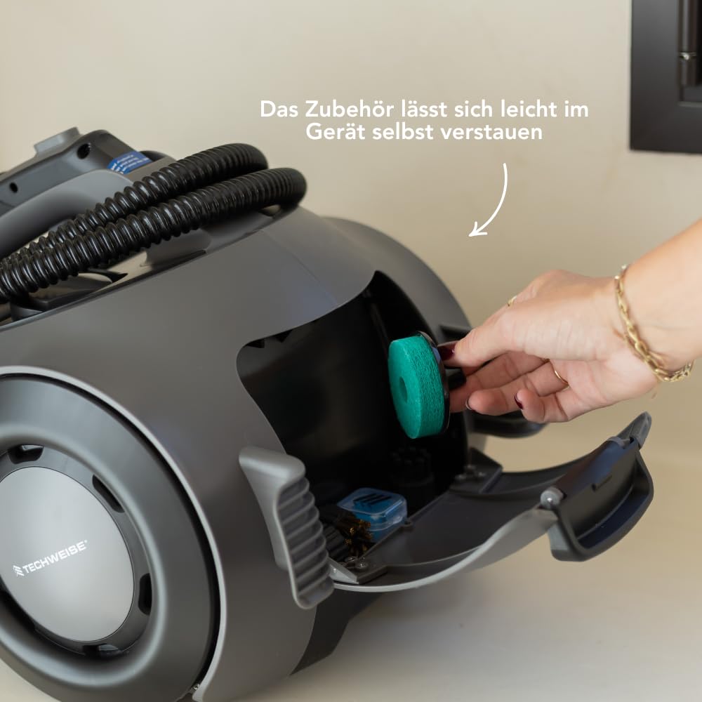 TS2 Dampfreiniger 1800W - 4 Bar Dampfdruck - 1,6L Tank - 26 Zubehörteile für 100+ Oberflächen – 50 Min Dampfleistung