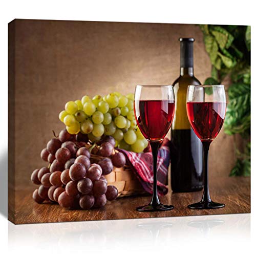 The Melody Art giclee grape and wine canvas print wall art kitchen accessories wall decorations for living room 12x16 in 1 PCS stretched and framed