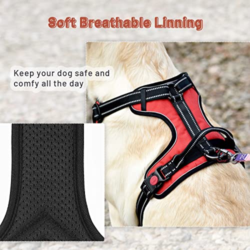 Qqpets No Pull Dog Harness: Reflective Adjustable Soft Padded Oxford Vest With Easy Control Handle For Puppy Small Medium Large Pet Outdoor Walking Training (Medium, Red) #TOP2