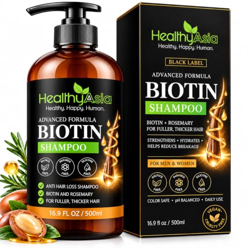 Black Label Biotin Rosemary Hair Growth Shampoo, Thicker Hair