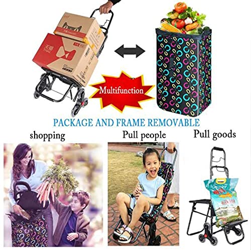 JeeKoudy Faltbarer Trolley, Faltbarer Einkaufswagen mit Sitz für behinderte 6-Rad-Einkaufstrolley-Tasche, Faltbarer… – Bild 3