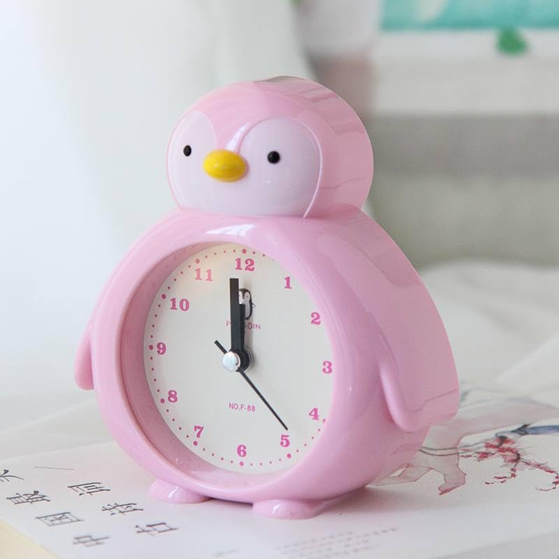 CALYXIA Kids Alarm Clock, Girls Bedroom Cute Penguin Alarm Clock with Night Light/Snooze/ 2 Alarm Sounds, Battery Operated & Non Ticking, Loud Children's Alarm Clock for Heavy Sleepers (Multicolor)