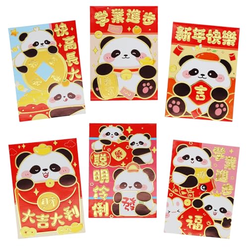 Chinese New Year Red Envelopes 24 Pcs Cute Cartoon Panda Traditional Lucky Money Hong Bao Lai See Packets 2026 Chinese Red Packets Envelope Pockets for Spring Festival Lunar New Year