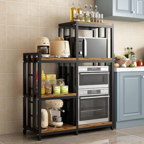 Amazon.com - 4-Tier Kitchen Baker's Rack, Mini Fridge & Microwave Oven ...
