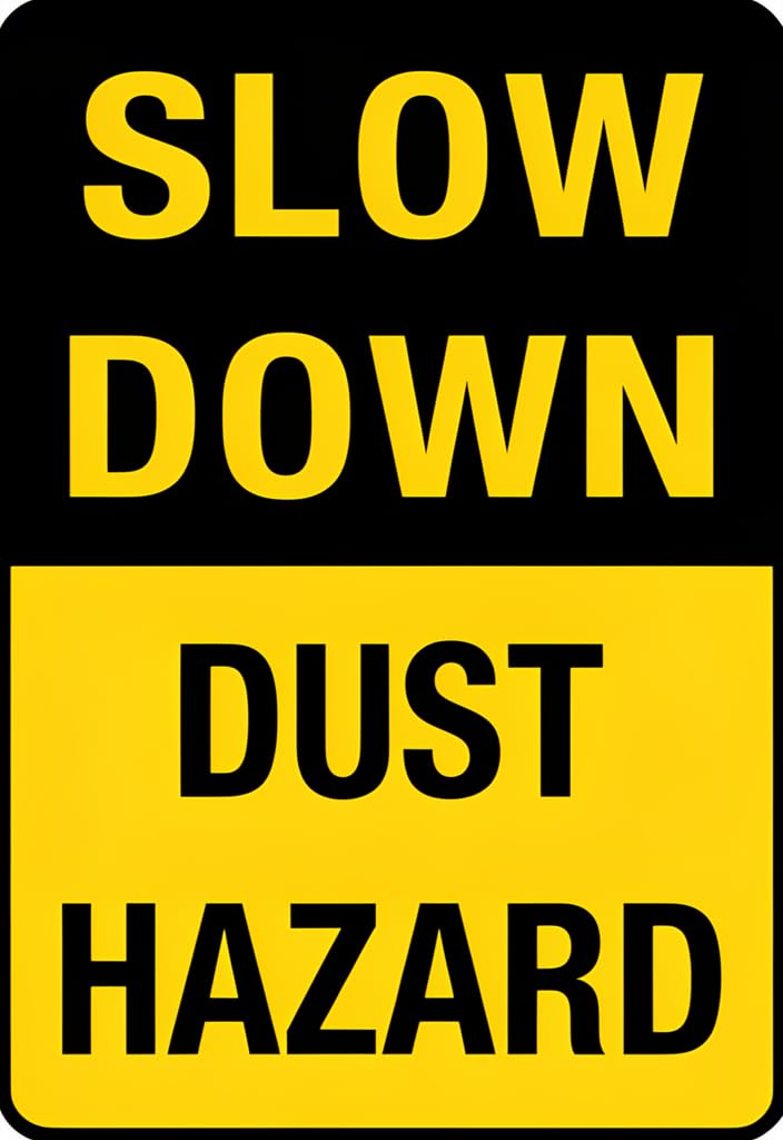 peiyeety Slow DownHazard Tin Sign 12x8 Inch, Black and Yellow Warning Metal Sign, Vintage Safety Wall Decor for Garage, Workshop, Farm, Barn, Warehouse, Roadside, Gift Idea