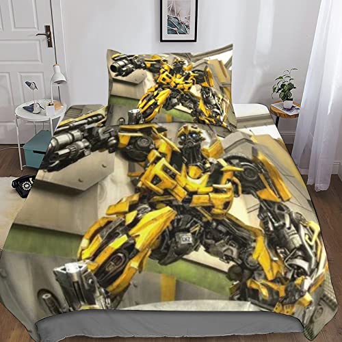 Transformers Duvet Cover Microfiber Bedding Set, 3D Print Duvet Quilt Cover&Pillowcase, With Zipper Closure, Soft Comforter Cover for Men Woman Kids 3 Piece Set Single（135x200cm）