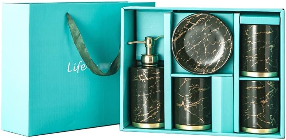 Soap Dispenser, Ceramic Bathroom Pump Bottle Set, Creative Marble Pattern Lotion Dispenser，for Kitchen, Hotel, Restaurant