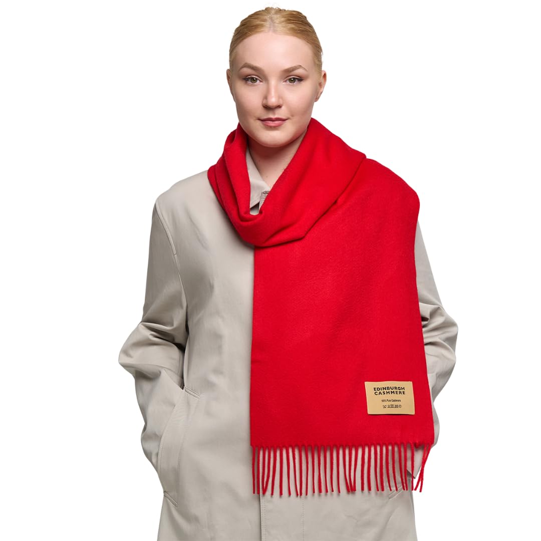 Edinburgh Cashmere Unisex Red 100% 100% Pure Lambswool Stole – 60X180 Cm, Extra Fine Large Stole Featu In Vogue, Gq, Tatler & Grazia | Winter Wear & Apparel, Shawl Wrap