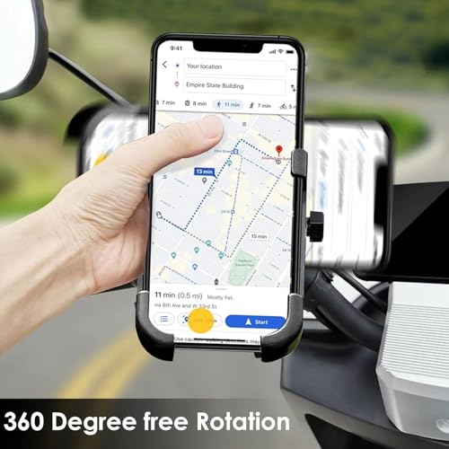 Image of PerfX 360 Rotatable Bike Phone Holder with Quick Lock System, Heavy Duty Anti-Slip Handlebar Mobile Mount, Shockproof Secure Cradle for Bicycle, Motorcycle, Scooter, All Smartphones (an-C2)
