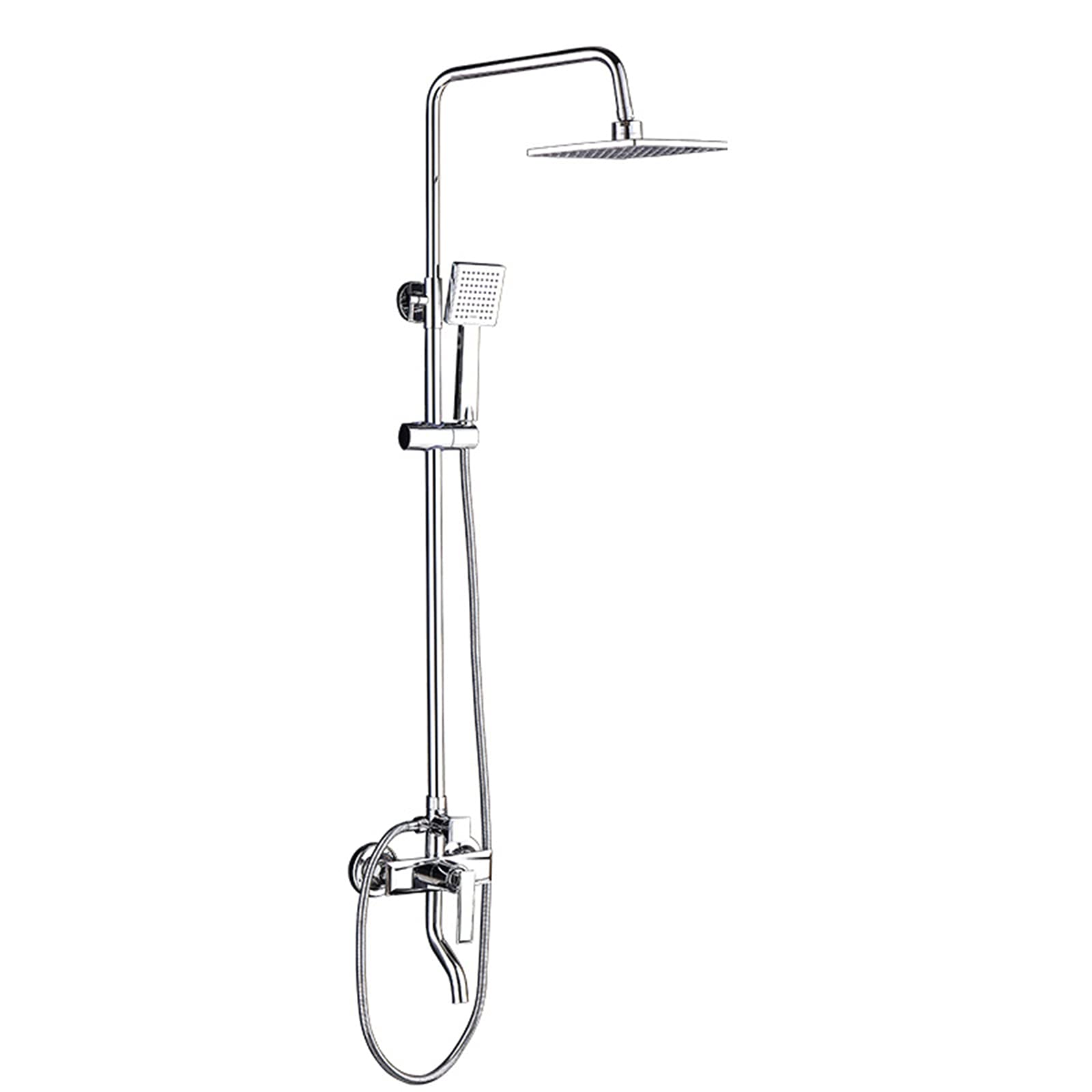 Ensemble de douche chromé mural système de douche exposé mitigeur douchette
