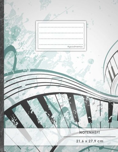 Notenheft: DIN A4 • 48 Seiten, 24 Blatt, 12 Systeme, „Traumhaft“ • Original #GoodMemos Schulheft • Mit Inhaltsverzeichnis und Seitenzahlen, Noten-Lineatur 14