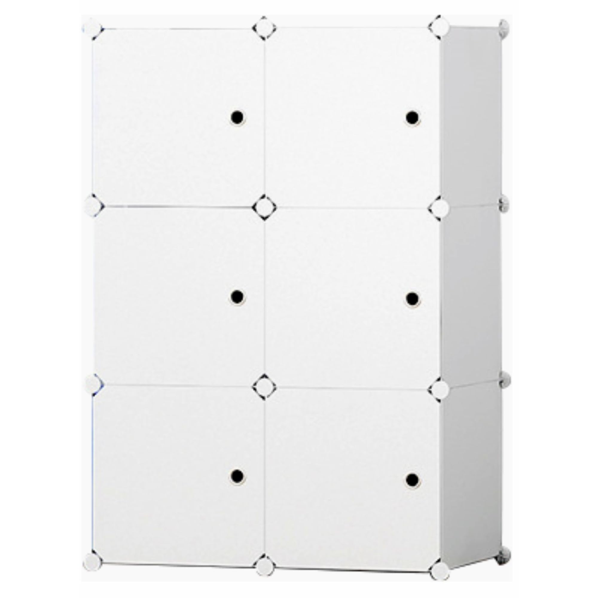 Generico Modułowa szafa modułowa, 6 przegródek, biała z drzwiami, modułowa 3 x 2, 111 x 37 x 75 cm, wielofunkcyjna, oszczędność miejsca do pokoju, salonu, garażu