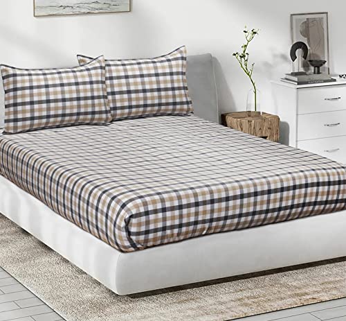 Image of AIRWILL, 200GSM Handloom Cotton Double Bedsheet with 2 Pillow Covers (Lanfranki Grey)