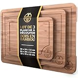 Deer & Oak Planche à découper extra large – Bloc de boucher en bambou de qualité supérieure, 40 x 30 x 3.8 cm, planche à découper en bois pour cuisine, planche à découper très résistante