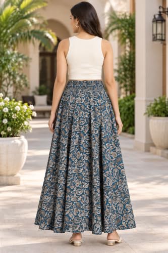 Image of Women's Printed Viscose Crepe Flared Palazzo Pants with Pockets | Elastic Waist | Full Length | Casual | Free Size