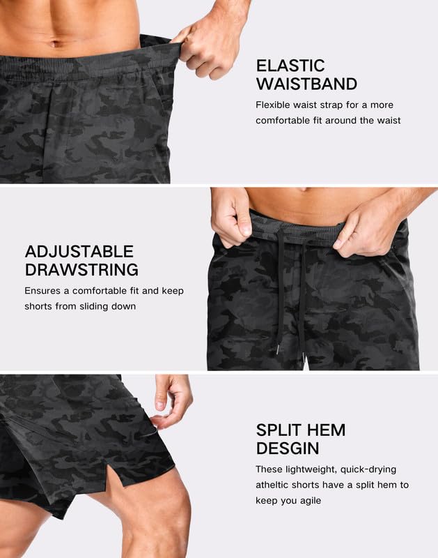 Image of GGJ Men's Lightweight Athletic Shorts with 2 Zipper Pockets 7 inch /9 inch /5 inch Gym Workout Running Quick Dry Tennis Shorts for Men