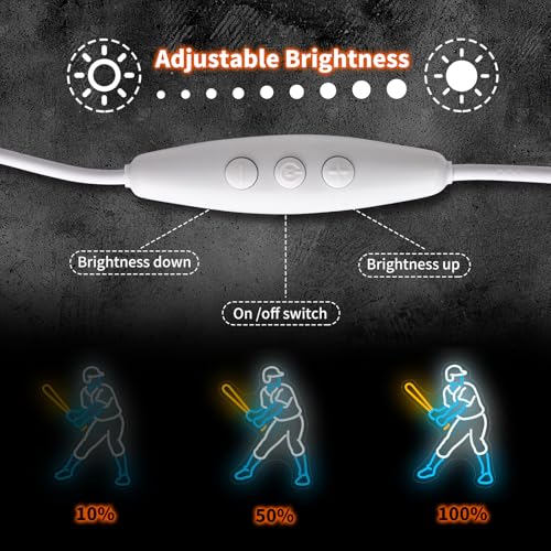 Image of Baseball Player Neon Sign - Dimmable LED Baseball Light & Wall Decor for Boys Bedroom, Man Cave & Party | Gift for Men, Boys & Kids (Classic White, 16.7x13 inch)
