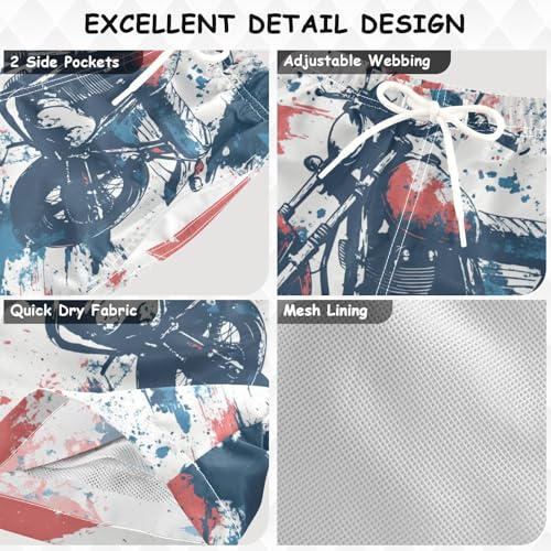 Pigsaly Boys' Swim Board Shorts Bright Abstract Motorcycles Boy's Swim Trunks Kids Swimwear S Multicolor3
