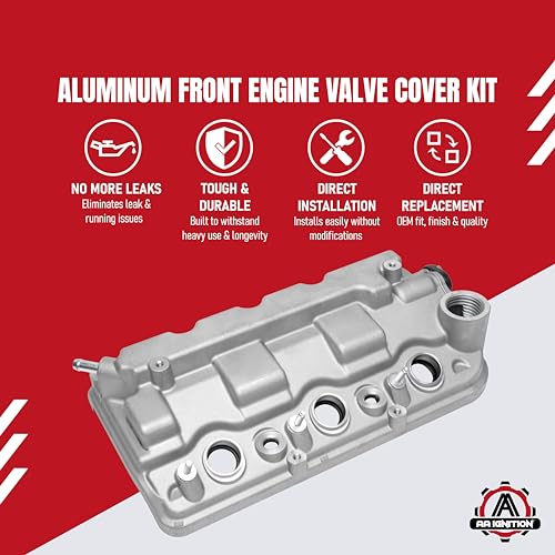 Image of Aluminum Front Engine Valve Cover Replacement by AA Ignition - Compatible with Acura, Honda - RDX, TL, Accord, Crosstour, Odyssey, Pilot, Ridgeline 3.5L -Replaces 12310-R70-A00, 12310-R70-A10, 264-491