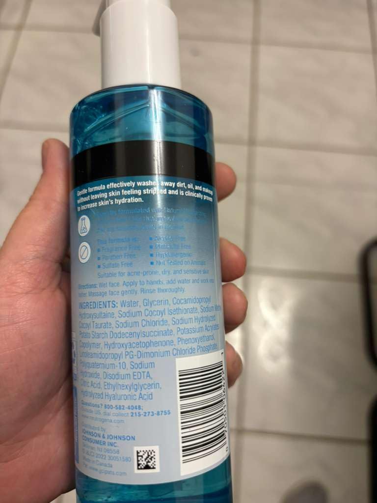 Kenvue Neutrogena Hydro Boost Face Wash, Fragrance Free, Hydrating Facial Cleanser with Hyaluronic Acid, Daily Foaming Face Wash & Makeup Remover, Hypoallergenic Gel Cleanser, 7.8 fl. oz