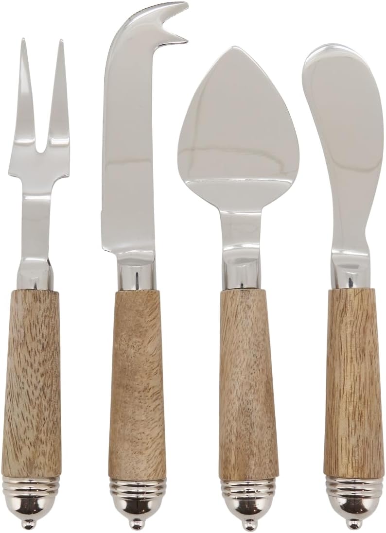 212 Main Natural Bark Wood Style Handle Cheese Knife Cutlery - Set of 4