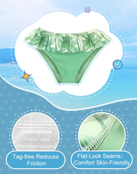 Image of Girls Long Sleeve Rash Guard Swimsuit, Two Piece Bathing Suit Set