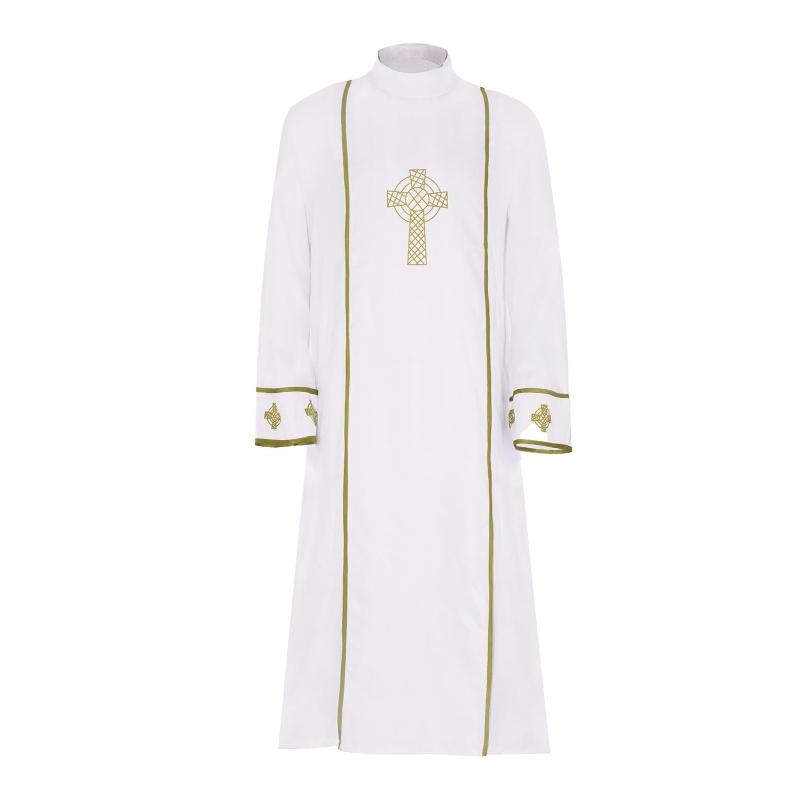Celanisai Priest Costume Men's Catholic Clergy Alb Pleated Pulpit Liturgical Church Gown Mass Ornat Celebrant Measuring Gown Chasubles Vestment For Church Mass Robe