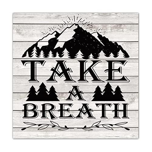 Panneau en bois vieilli Take A Breath au design vintage authentique