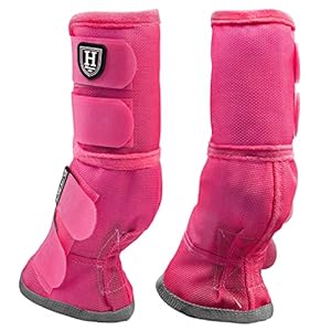 Harrison Howard Horse Fly Boots Perfect Contoured Fit Leg Guards Dense Mesh Boots with Ventilated Comfort Reliable Protection from Summer Elements Set of 2 Magenta Medium