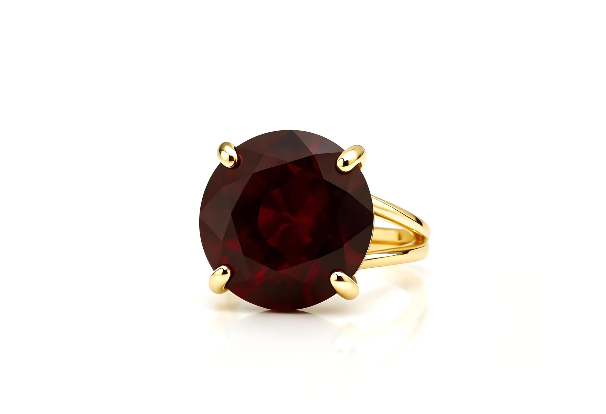 Bague Grenat 16mm - Bague Artisanale En Or 14k - Mode, Mariage, Fiançailles, Bijou Pierre De Naissance De Janvier - Bague Cocktail Avec Taille Et Matériau Personnalisés