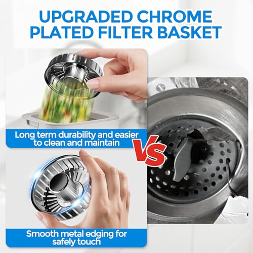 Image of zaa Kitchen Sink Drain Strainer - Kitchen Sink Stopper, 304 Stainless Steel Sink Drain Stopper, Sink Protector for Kitchen with Anti-Clog Filter, Fit US Standard 3-1 /2'' Sink Drain Hole, Gray | Kitchen Sink Accessories 1 Pack Brushed Grey Stainless - Food Catcher, Odor-Blocking Seal, Fits 3.5 inch Drain