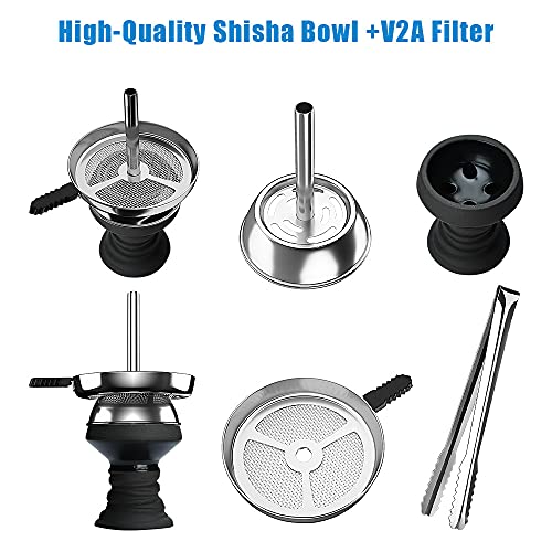 J Shisha Set Komplett, Shisha Hookah Set mit Tragetasche,42.5 cm Shisha to go, Shisha Set Black, Shisha Komplett mit… – Bild 4