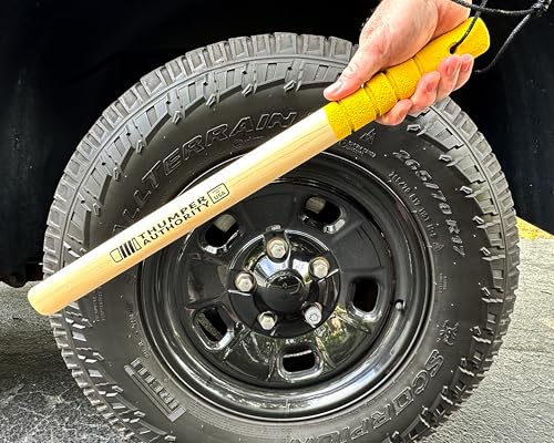 Image of 22 inch Hickory Tire Thumper - Made in USA, Durable Truck Tire Pressure Checker, Fish Bat Knocker, Roadside Tool with Sand Grit Coated Non-Slip Grip in Safety Yellow