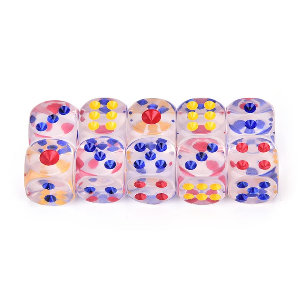 Juego de 50 piezas de 6 caras W¨¹ Rfel Set, 16 mm acrílico transparente W¨¹Rfel for ¹r DND, RPG, Tenzi, Yahtzee, Juegos de mesa, enseñanza de matemáticas