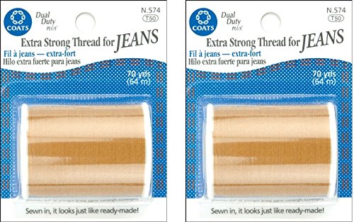 Hilo Extra Fuerte para Jeans Coats & Clark 70 Yardas Dorado 2 Pzas miniatura 1
