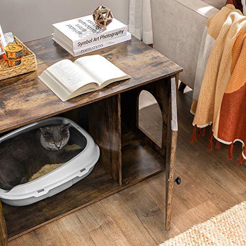 Feandrea Cat Litter Box Enclosure, Litter Box Furniture Hidden with Removable Divider, Indoor Cat House, End Table, 31.5… - Image 4
