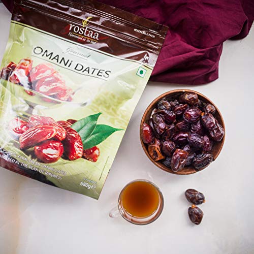 Image of Rostaa Cash & Carry Omani Dates (680g) | Premium Farm Fresh Omani Khajur | Naturally Sweet | Healthy & Nutritious Snack | Rich in Fiber, Vitamins & Minerals | Gluten Free, Non-GMO & Vegan