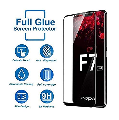 Image of Premium Tempered Glass Screen Protector Compatible For Oppo F7 Cellphone (Black,Pack Of 1) Edge-to-Edge Protector With Easy Installation Kit
