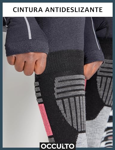 Occulto CALCETINES de ESQUI para MUJER (2 Pares), CALCETINES TÉRMICOS MUJERES DEPORTIVOS ACOLCHADOS y TRANSPIRANTES PARA TOURING, ALPINISIMO y SNOWBOARD 39-42 2 Pares Rosado - imagen 5