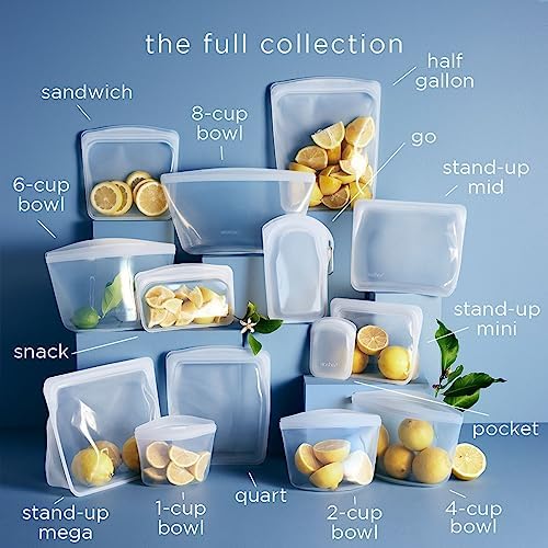 Stasher Premium Silicone Reusable Food Storage Bags, 2-Pack, Clear, Multi-Use Food Storage Bags, Lunch Bag, Travel Containers, BPA Free, Leak-free, Dishwasher-Safe, Eco-friendly