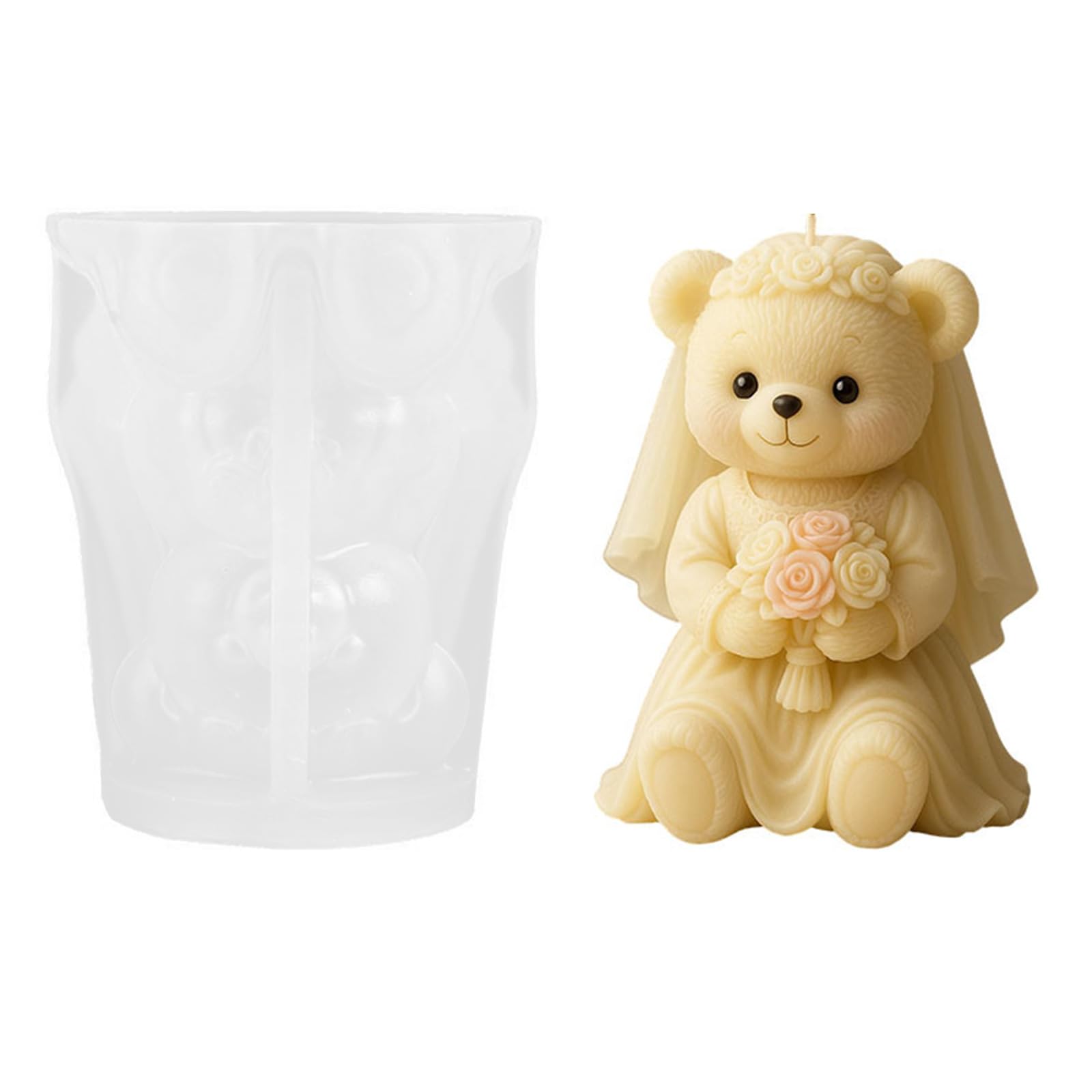 Hredyqw Silicone Balloon Bear Candle Mould for Craft High Temperatures Resistance Food Grade Safe Materials Ideal for