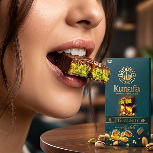 Image of Flavourito Kunafa Pistachio Chocolate Bar 100g, Satisfying, Sharp Snap Of Smooth Milk Chocolate that Gives Way to a Creamy, Rich, and Nutty Pistachio By DECADENT FOODS