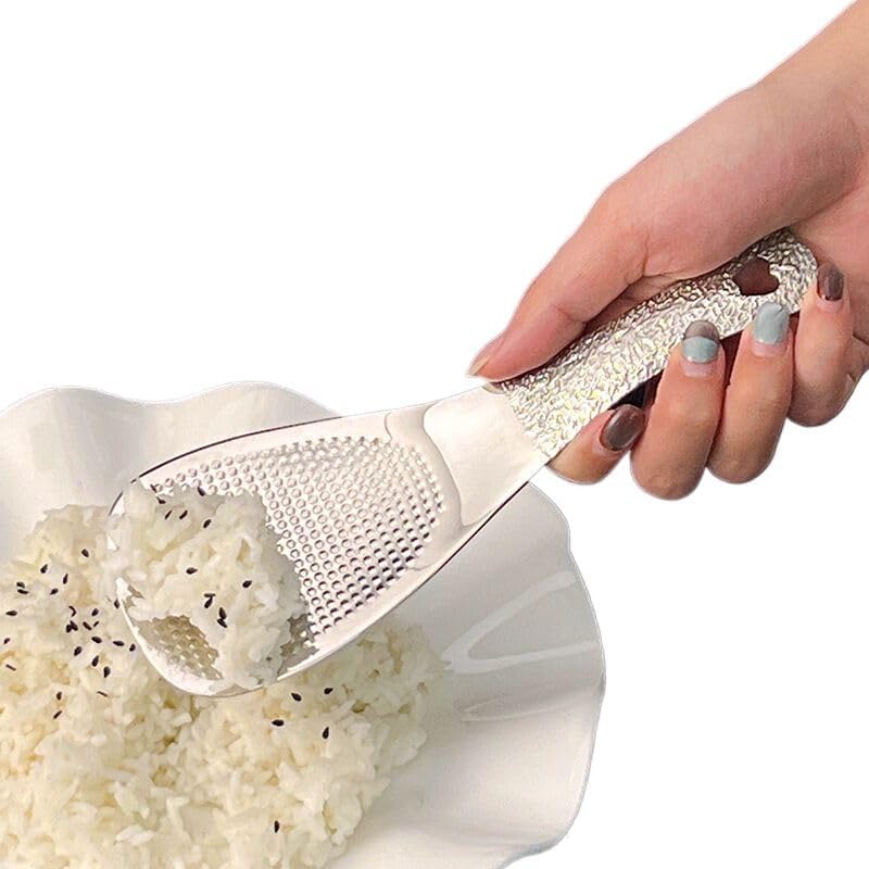 韩式不锈钢饭勺不粘饭加厚打饭勺子 Stainless Steel Long handled soup spoons，Spoons,Meal spoon 防粘家用舀饭大勺子 Stainless Steel Long handled soup spoons，Spoons,Meal spoon 盛饭米饭铲 Household Cleaning，Kitchen Storage Essentials