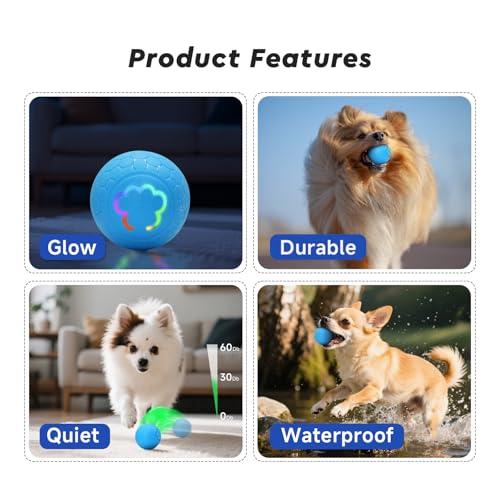 Image of Interactive Small Dog Toy Ball, 2.1 Inch Smart Jumping Ball for Puppy /Small Dogs, Activated Automatic Bouncing Moving Vibrating, Dog Toy for Small Dogs to Keep Them Busy, 2-Speed Adjustable