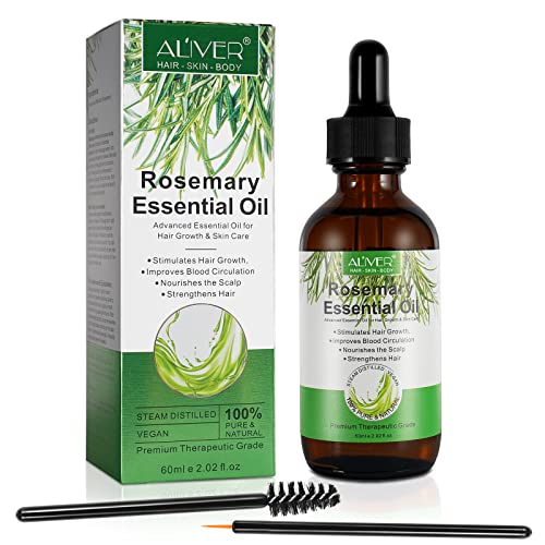 Aceite de romero para el crecimiento del cabello y el cuidado de la piel, aceite esencial de romero puro, nutre el cuero cabelludo, fortalece el cabello, estimula el crecimiento del cabello,60ml Cover