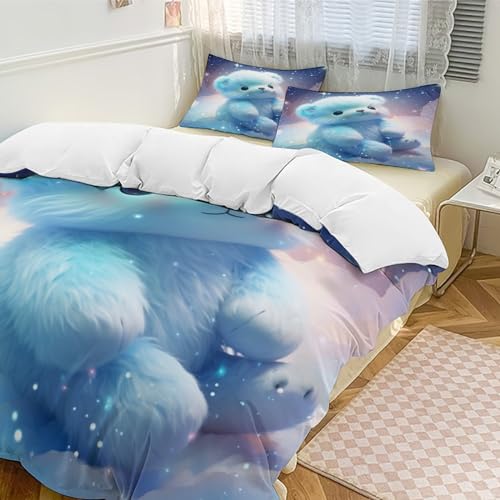 Housse de couette ours anti bouloche parure lit microfibre douce