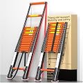 Telescoping Ladder Extension Telescopic Collapsible - 16.5 FT Rv Telescope Foldable Extendable Tall Compact Aluminum Ladders - for House Roof Travel Trailers Adjustable Retractable - 330lbs Capacity